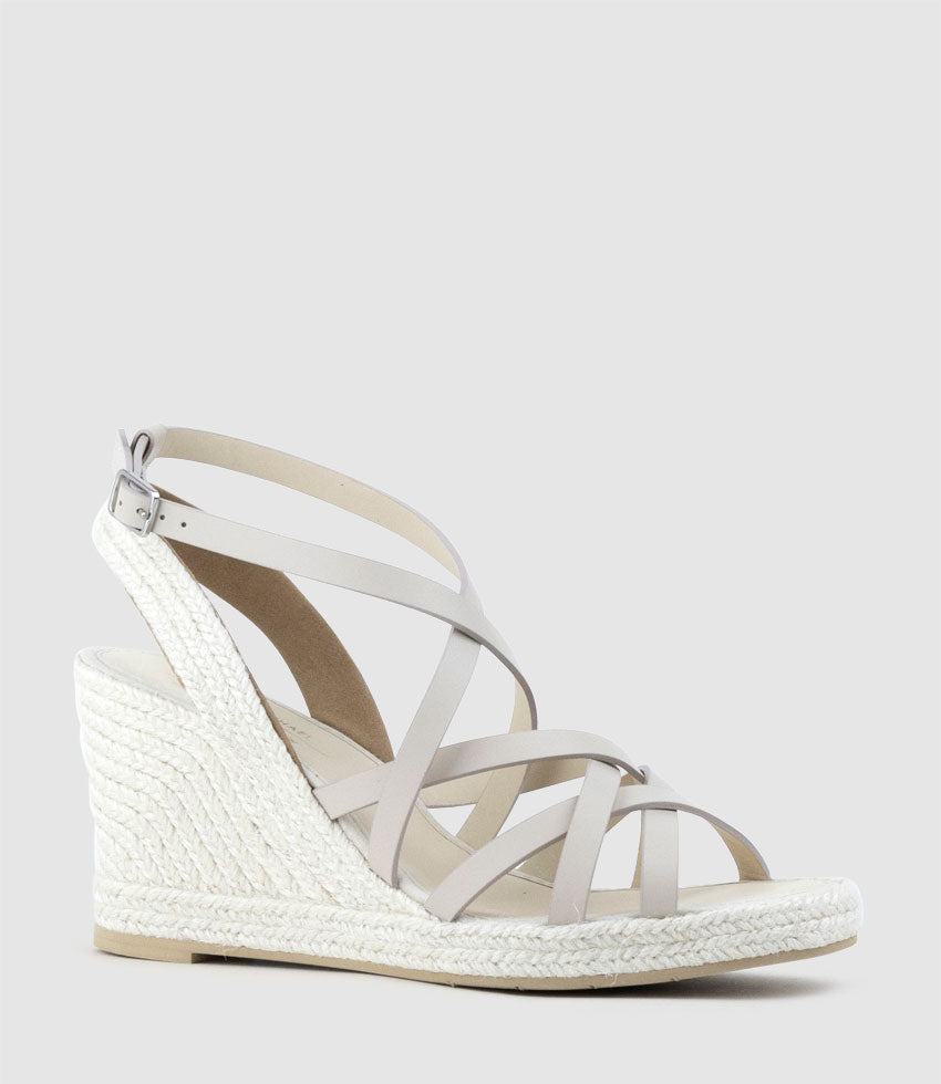 MILENA Strappy Tonal Espadrille in Offwhite - Edward Meller