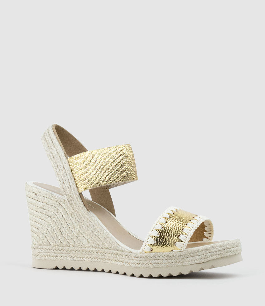 MINERVA Stitched Elastic Espadrille in Gold - Edward Meller