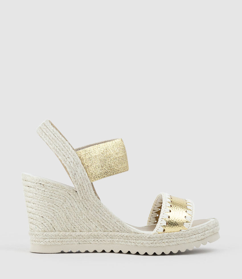 MINERVA Stitched Elastic Espadrille in Gold - Edward Meller