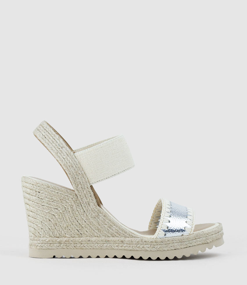 MINERVA Stitched Elastic Espadrille in Silver - Edward Meller