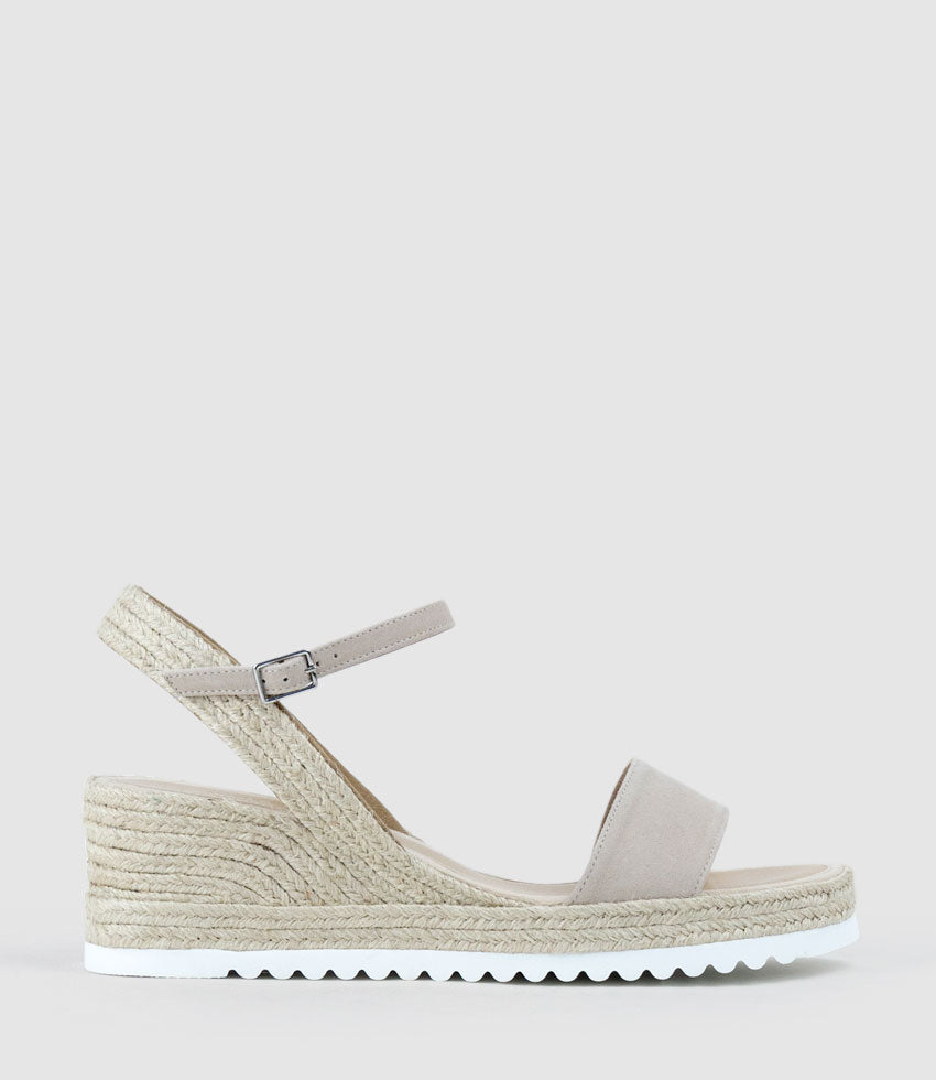 MYLO Single Strap Espadrille in Natural Suede - Edward Meller