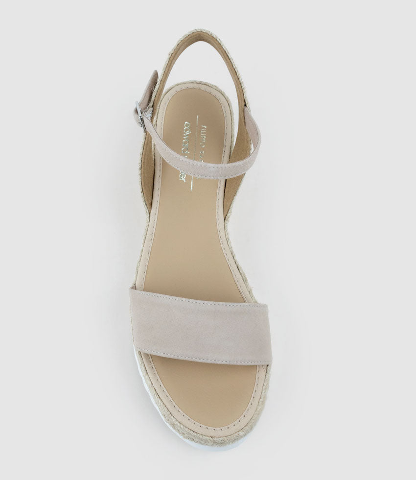 MYLO Single Strap Espadrille in Natural Suede - Edward Meller