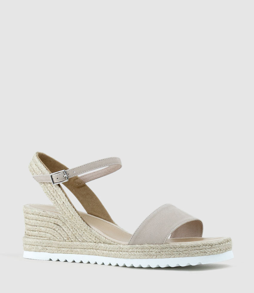 MYLO Single Strap Espadrille in Natural Suede - Edward Meller