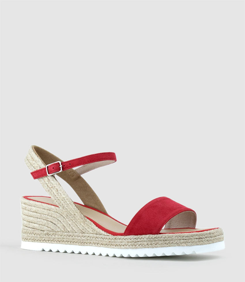 MYLO Single Strap Espadrille in Red Suede - Edward Meller