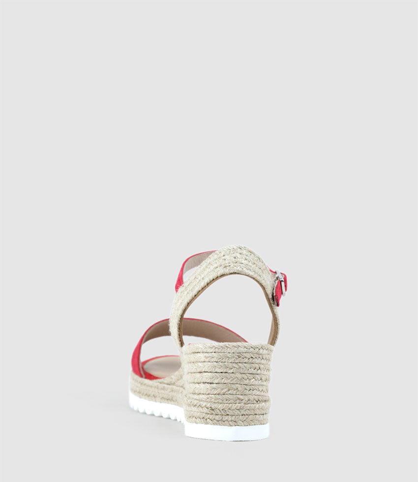 MYLO Single Strap Espadrille in Red Suede - Edward Meller