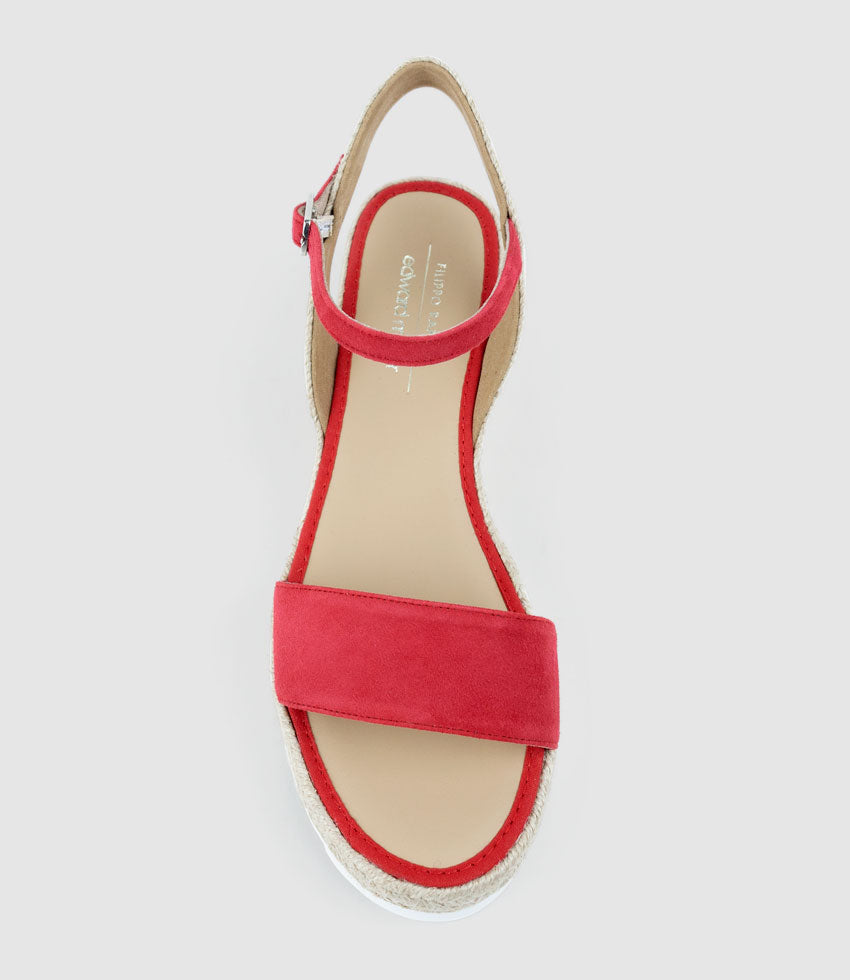 MYLO Single Strap Espadrille in Red Suede - Edward Meller