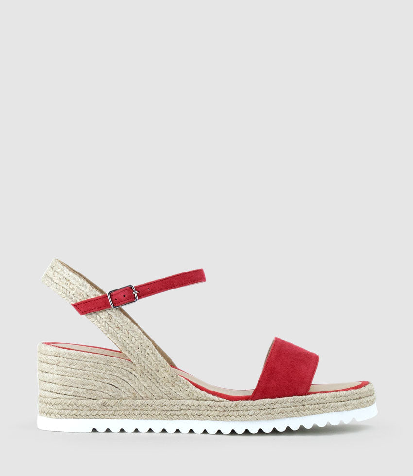 MYLO Single Strap Espadrille in Red Suede - Edward Meller