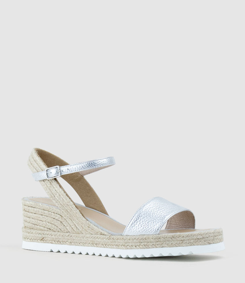 MYLO Single Strap Espadrille in Silver - Edward Meller