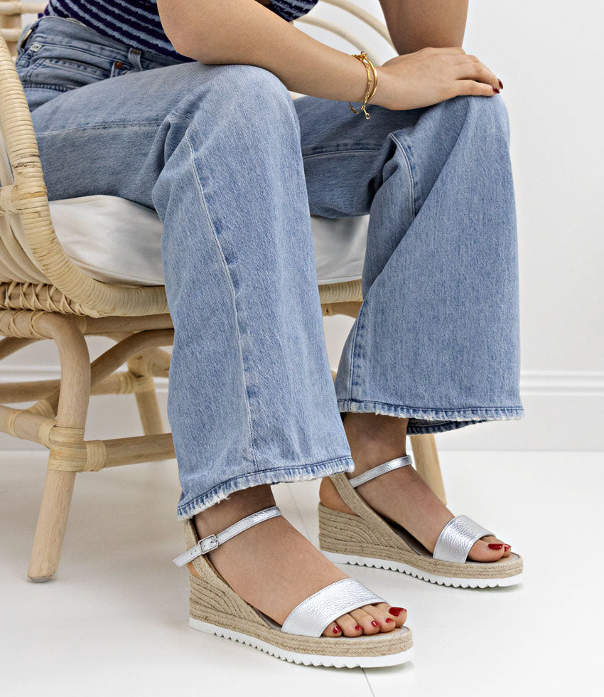 MYLO Single Strap Espadrille in Silver - Edward Meller