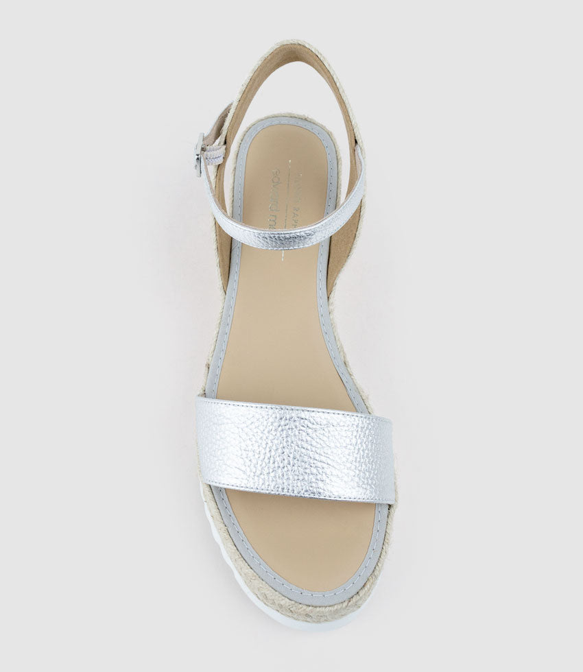 MYLO Single Strap Espadrille in Silver - Edward Meller