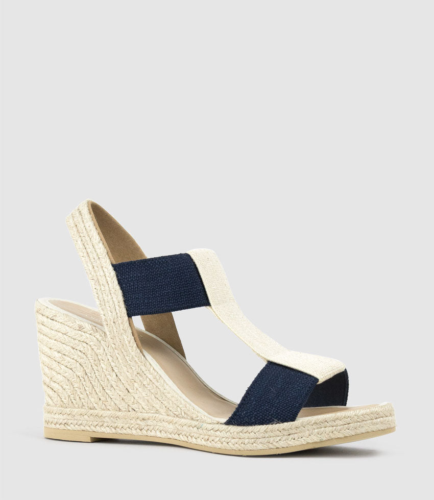 MYRTIA Elastic Espadrille in Navy - Edward Meller