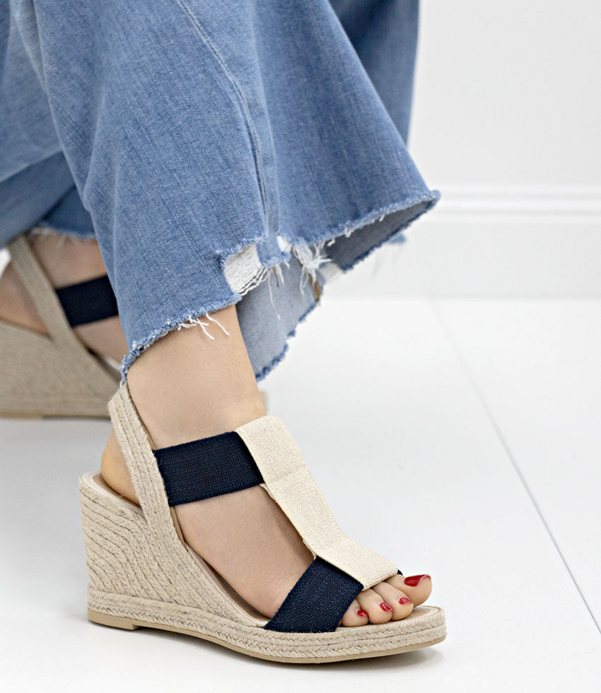 MYRTIA Elastic Espadrille in Navy - Edward Meller