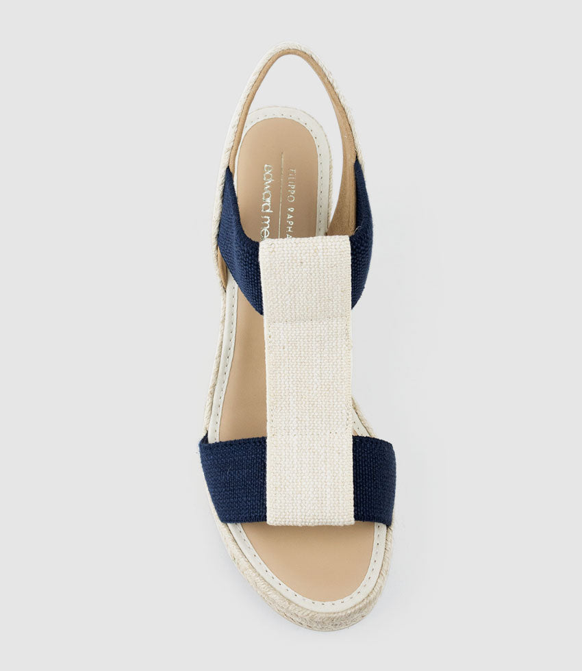 MYRTIA Elastic Espadrille in Navy - Edward Meller