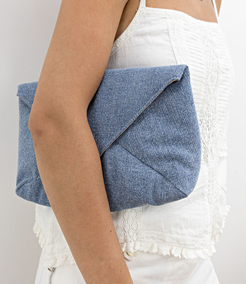 NERYS Envelope Clutch in Denim