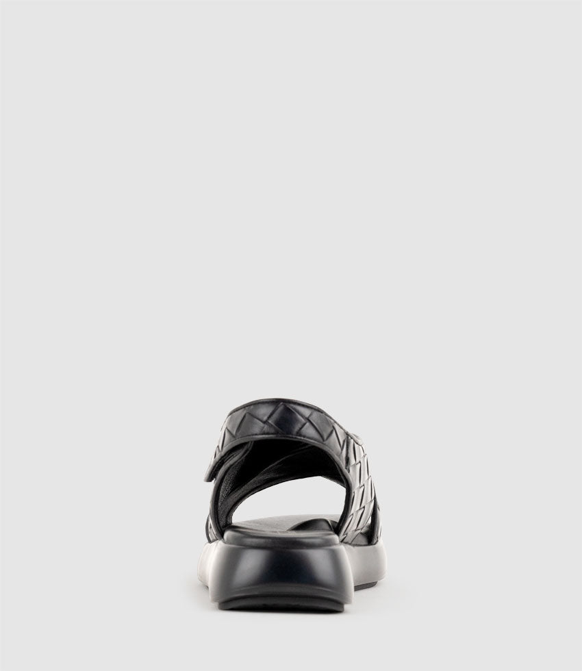 OBAMA Crossover Sandal on Unit in Black Weave - Edward Meller