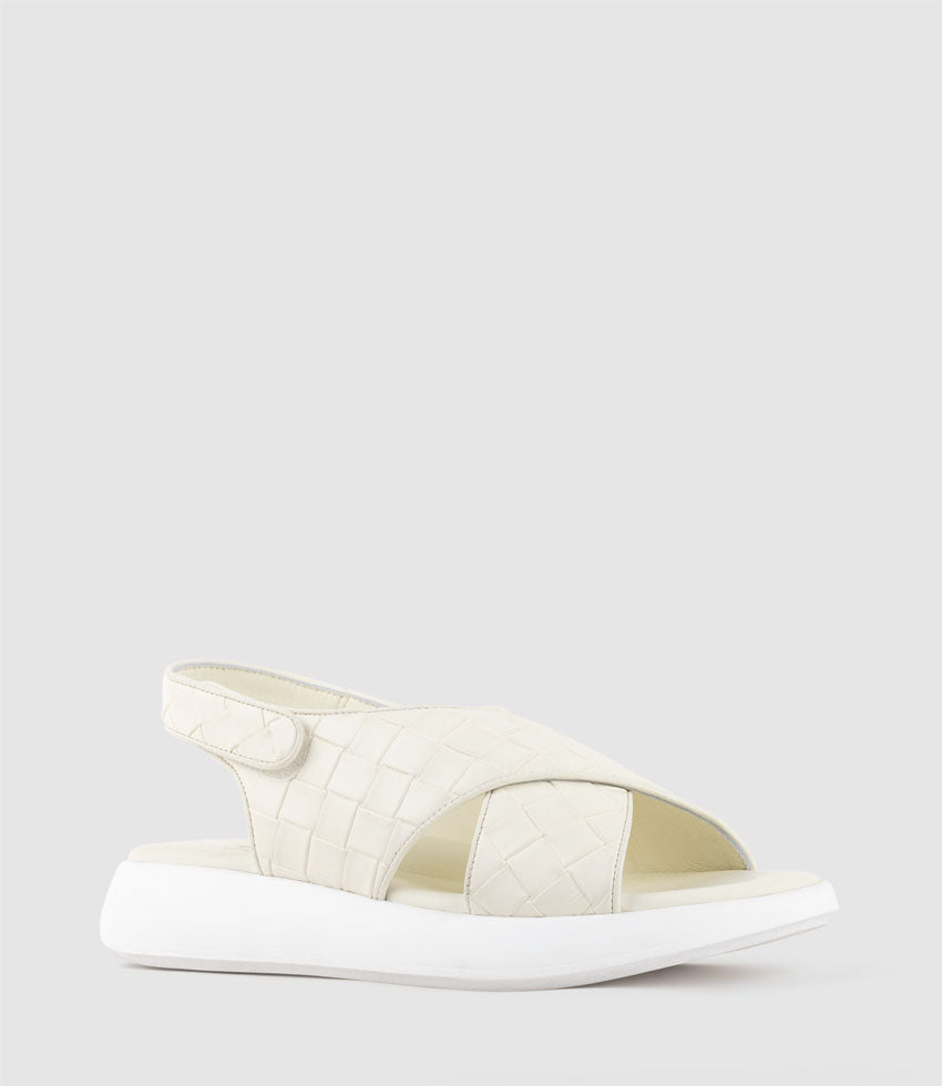 OBAMA Crossover Sandal on Unit in Offwhite Weave - Edward Meller