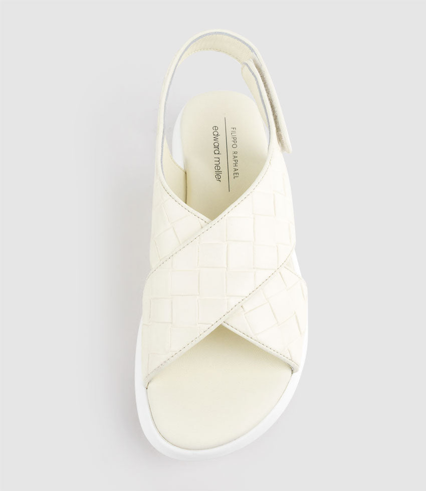 OBAMA Crossover Sandal on Unit in Offwhite Weave - Edward Meller