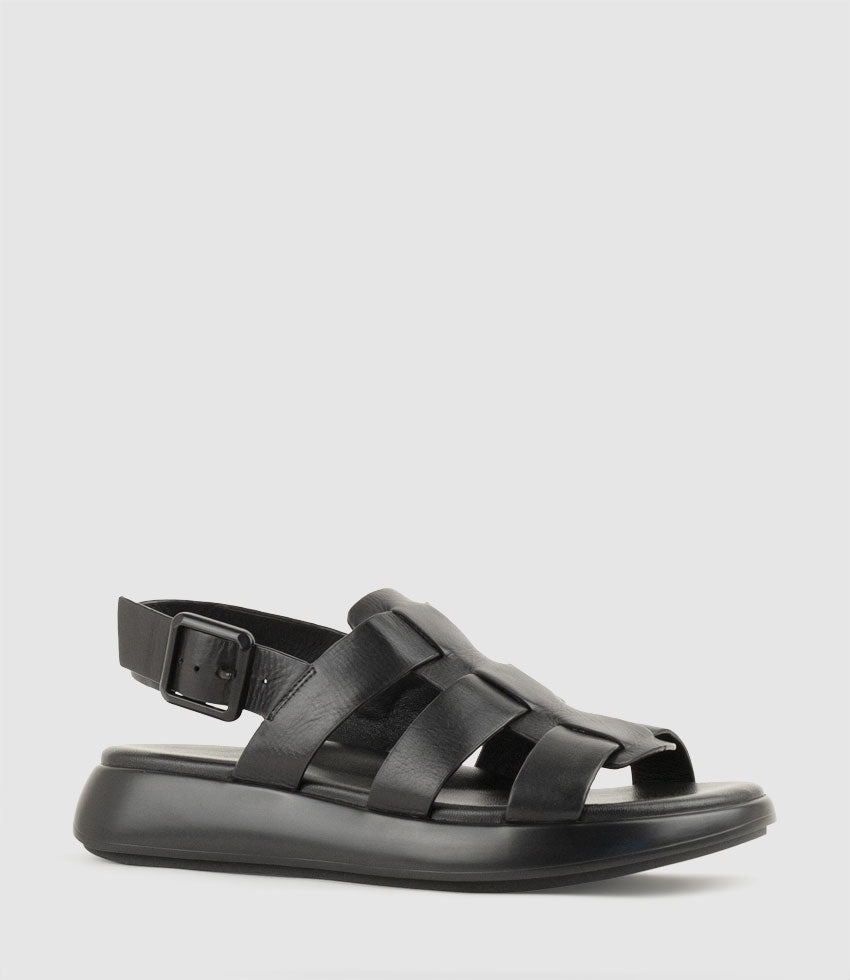 OCHRA Fisherman Sandal on Unit in Black Calf - Edward Meller