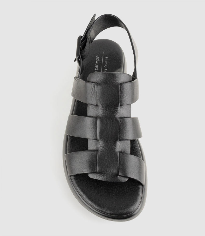 OCHRA Fisherman Sandal on Unit in Black Calf - Edward Meller