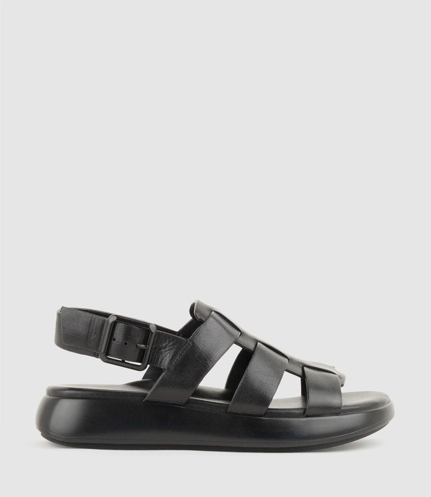 OCHRA Fisherman Sandal on Unit in Black Calf - Edward Meller