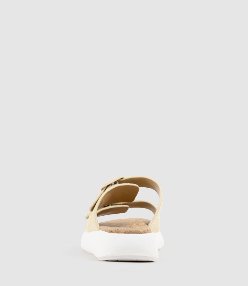 OSAKA Two Strap Slide on Unit in Hairy Sand Suede - Edward Meller