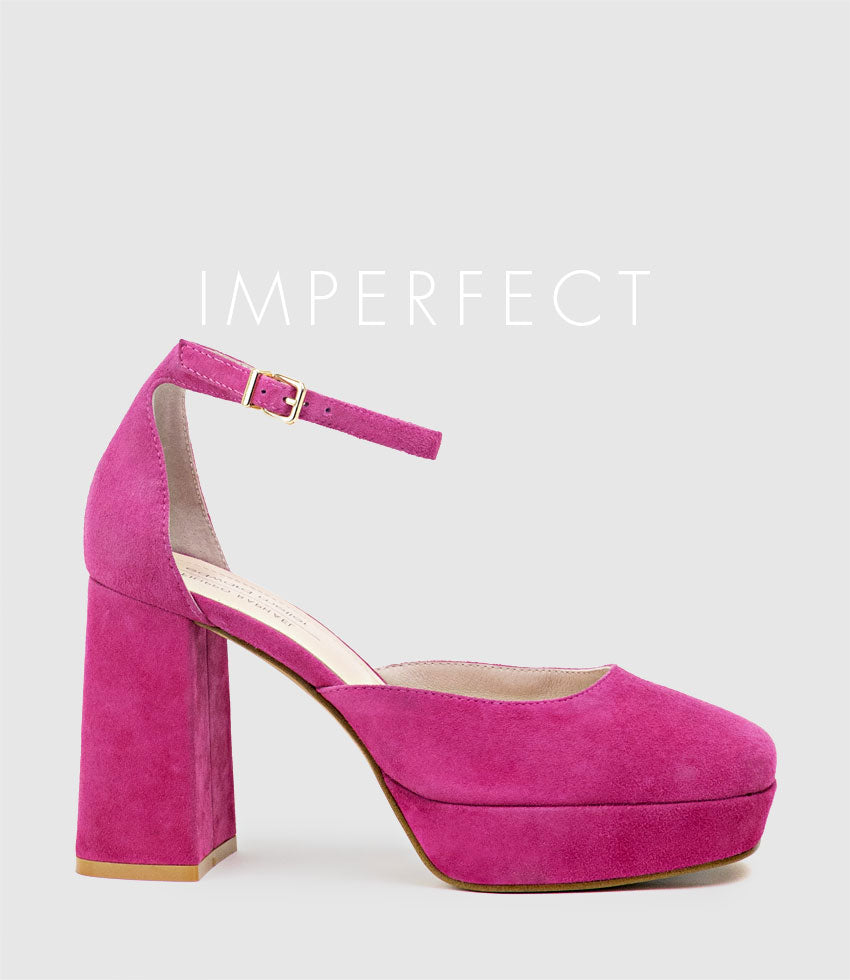 RIMINI95 Closed Toe Platform Sandal in Hot Pink Suede