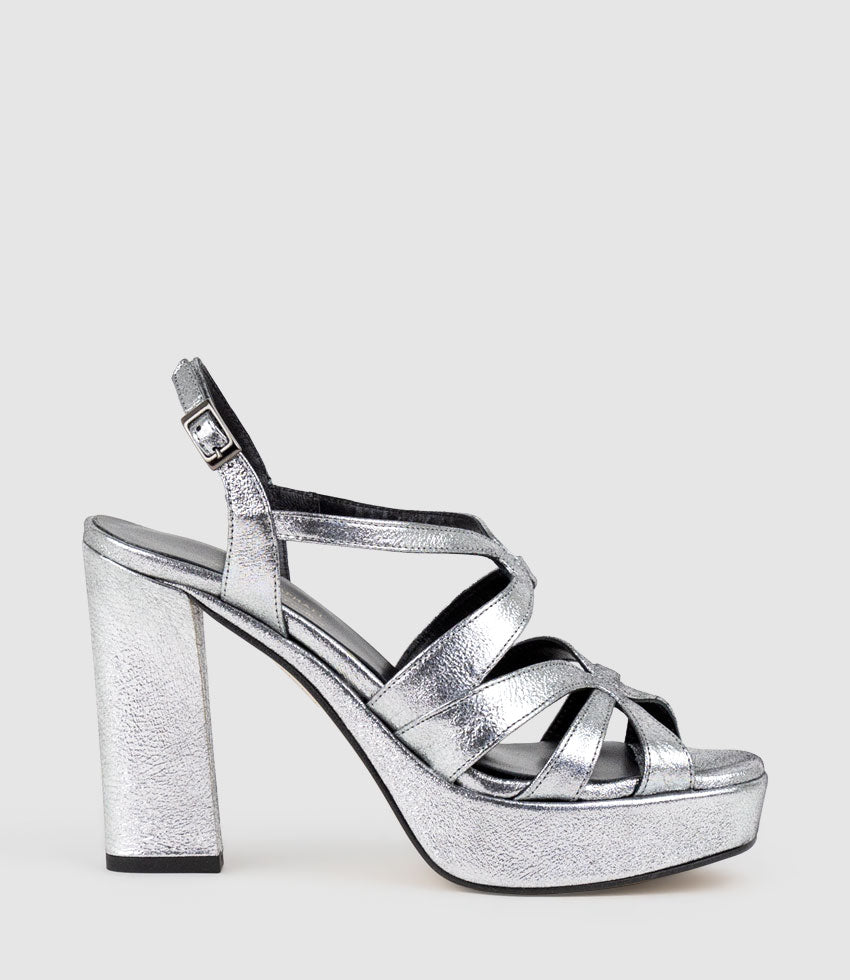 Silver Platform Heels - Ankle Strap Heels - Faux Leather Heels - Lulus