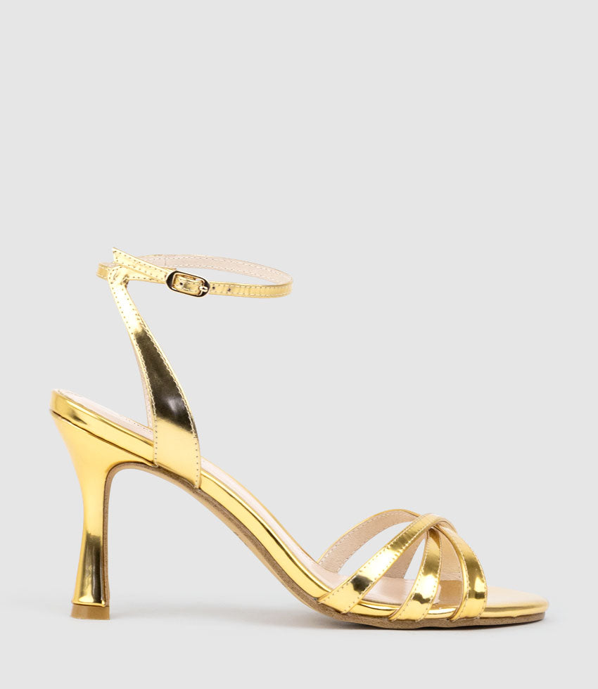 Gold High Heel Wedges - Wedge Sandals - Mid Heel Wedge Sandals - Lulus