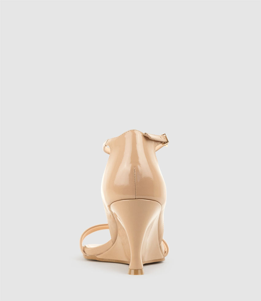 SAKURA75 Sandal on Wedge in Nude High Shine - Edward Meller