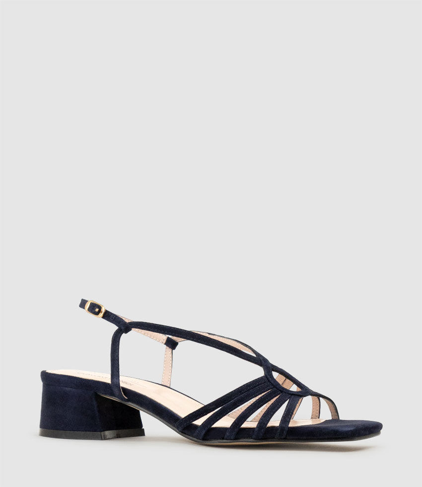 SAMA35 Strappy Sandal in Navy Suede - Edward Meller