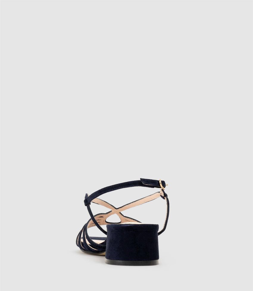 SAMA35 Strappy Sandal in Navy Suede - Edward Meller