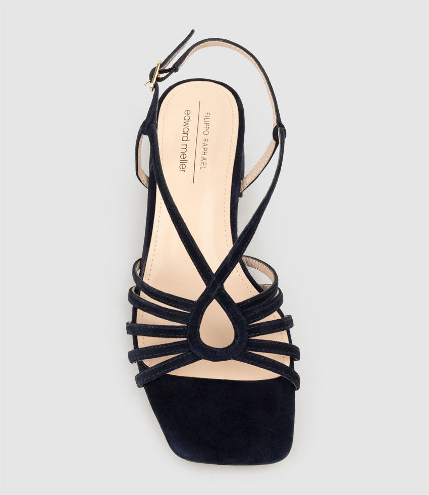 SAMA35 Strappy Sandal in Navy Suede - Edward Meller