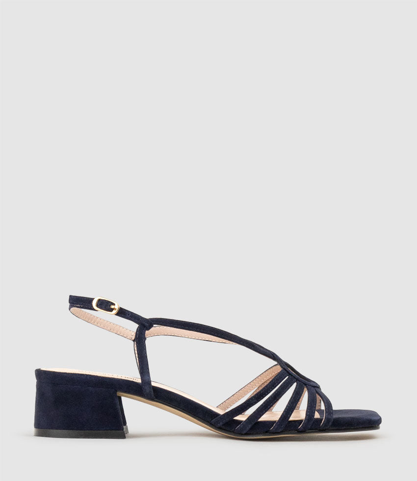 SAMA35 Strappy Sandal in Navy Suede - Edward Meller