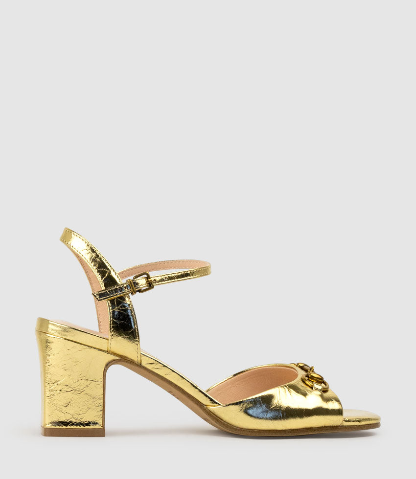 SETRA65 Sandal with Horsebit in Antique Gold - Edward Meller