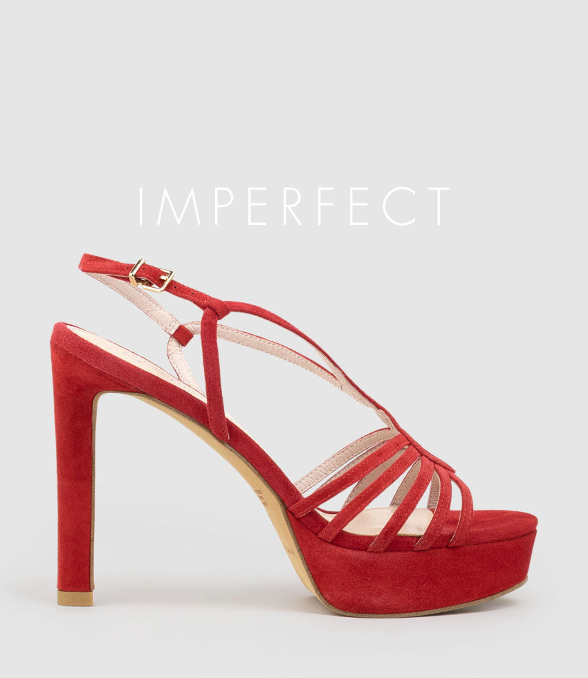 SIENNA110 Strappy Platform Sandal in Red Suede