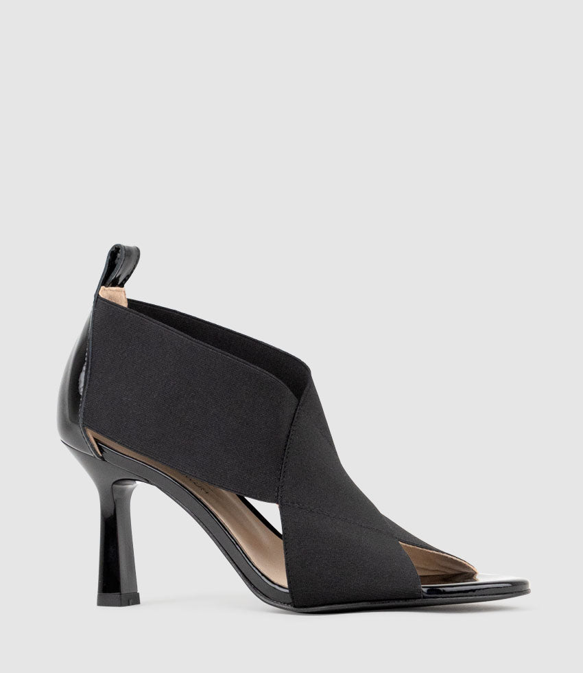 SKYLAR75 Elastic Crossover Sandal in Black - Edward Meller