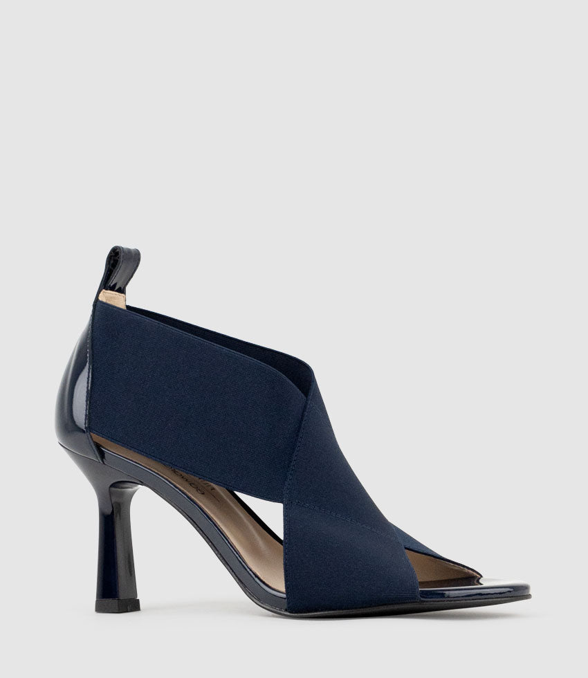 SKYLAR75 Elastic Crossover Sandal in Navy - Edward Meller