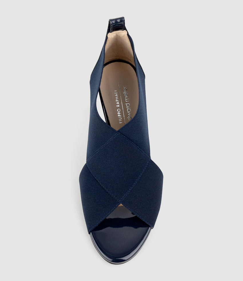 SKYLAR75 Elastic Crossover Sandal in Navy - Edward Meller