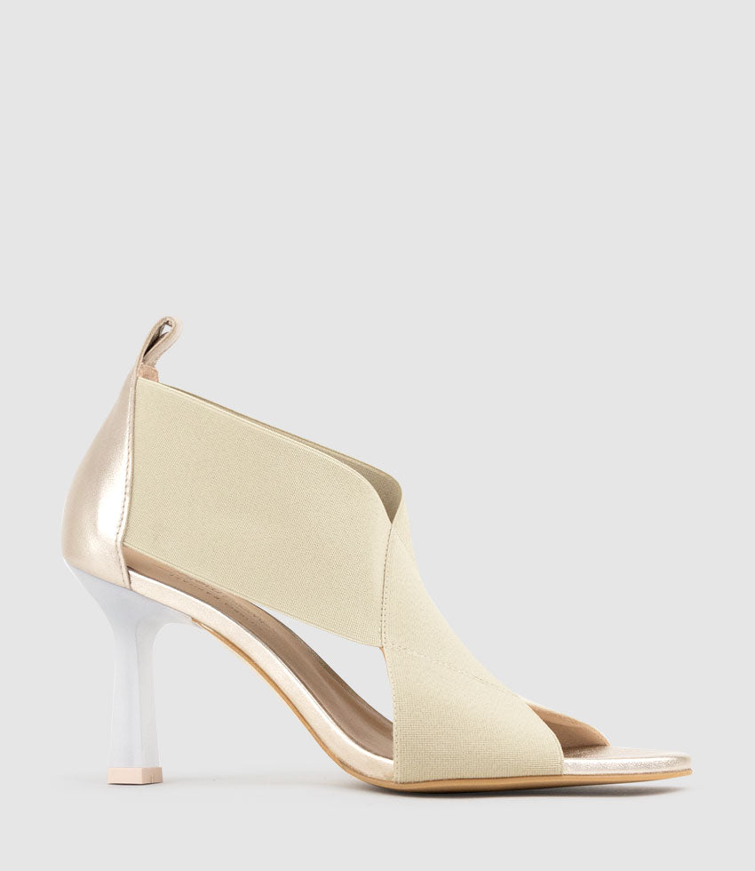 SKYLAR75 Elastic Crossover Sandal in Rosegold - Edward Meller