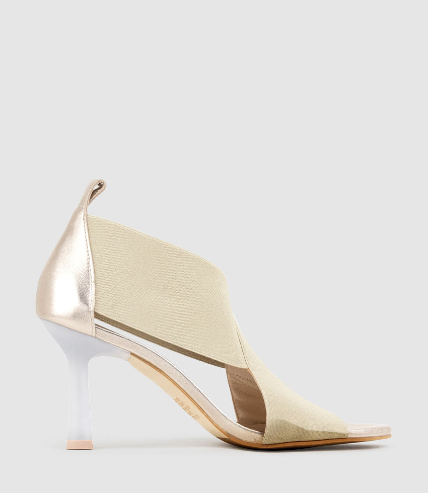 SKYLAR75 Elastic Crossover Sandal in Rosegold - Edward Meller