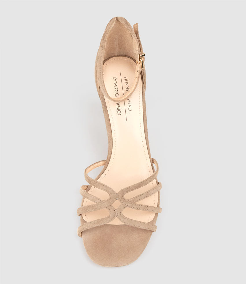 SYBIL75 Strappy Sandal in Nude Suede - Edward Meller