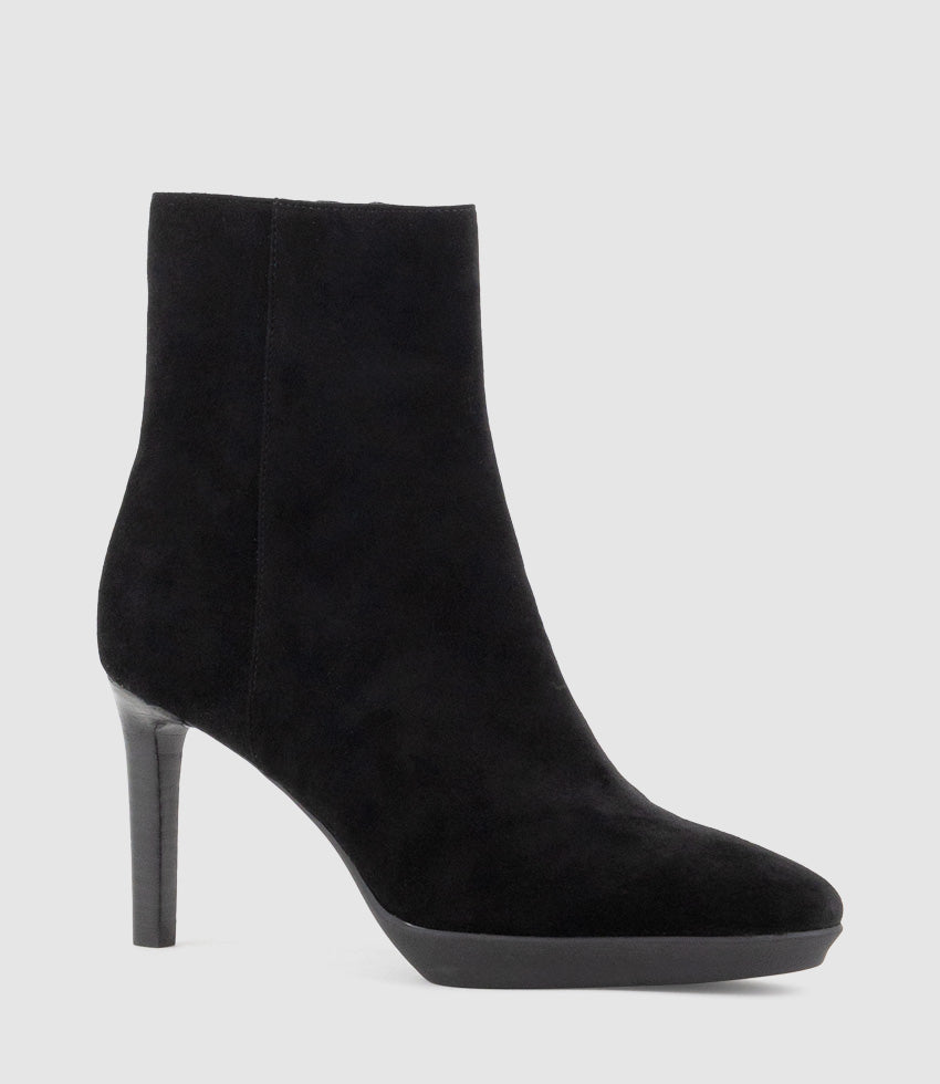 UNI85 Platform Ankle Boot in Black Suede Edward Meller