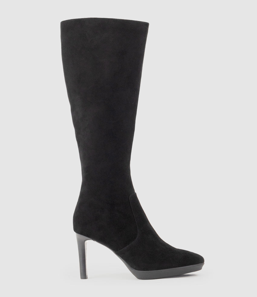 VESPIA85 Platform Knee High Boot in Black Suede - Edward Meller