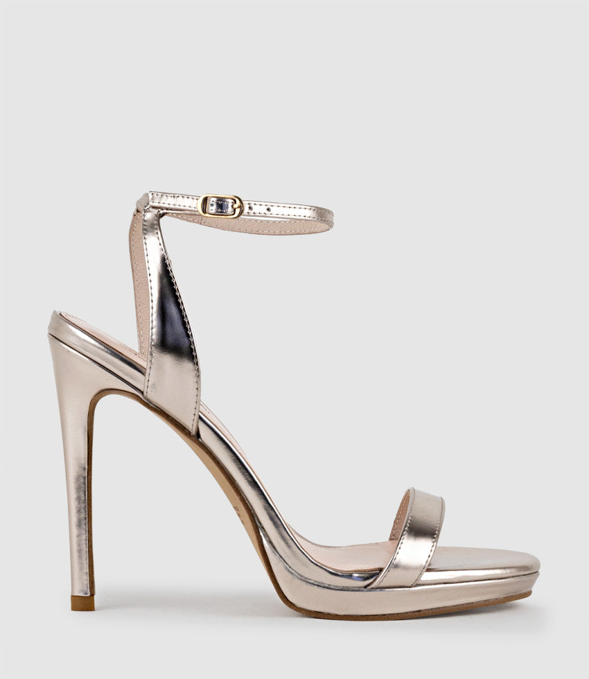 WHISPER110 Single Strap Platform Sandal in Rosegold High Shine - Edward Meller