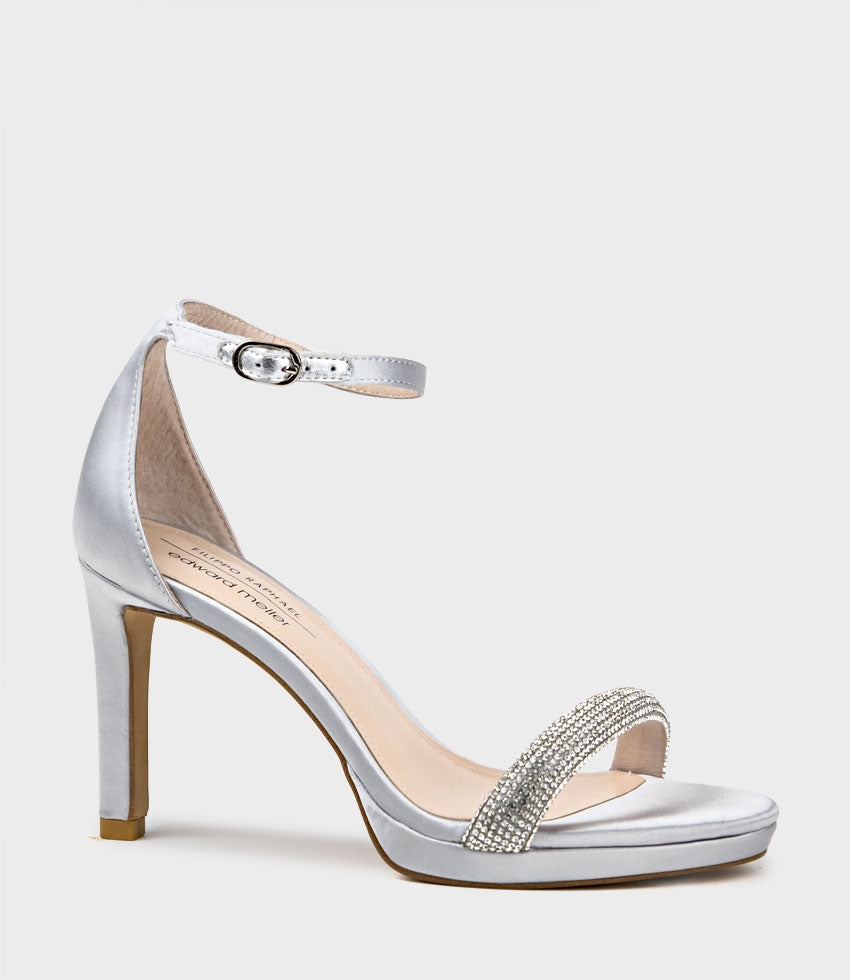 Silver Metallic Leather Flared Heel Pumps - CHARLES & KEITH US
