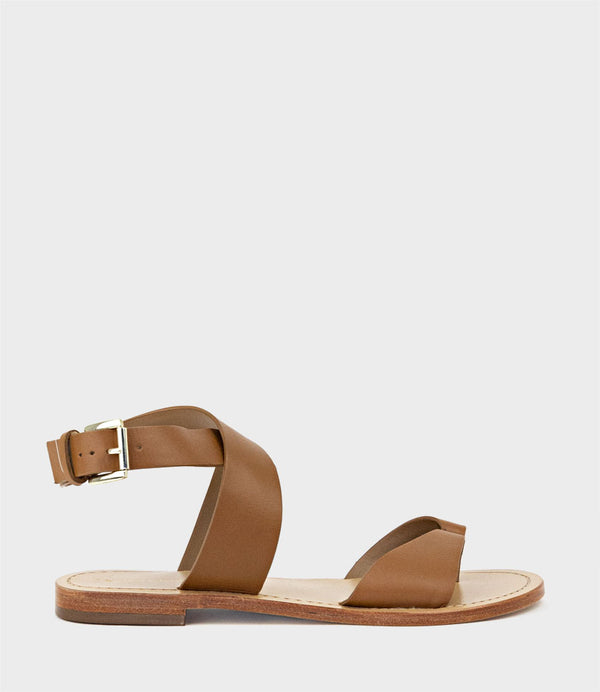 SOLINDA Ankle Wrap Sandal in Tan - Edward Meller