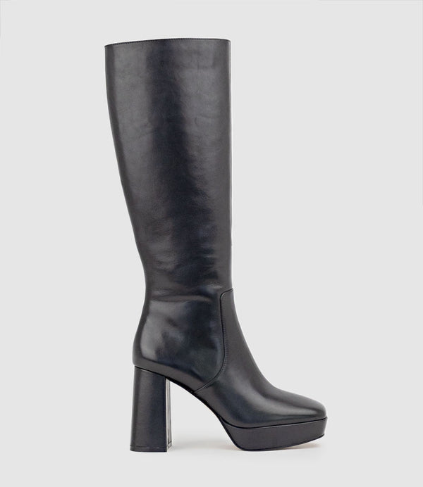 UMA95 Platform Knee High Boot in Black - Edward Meller