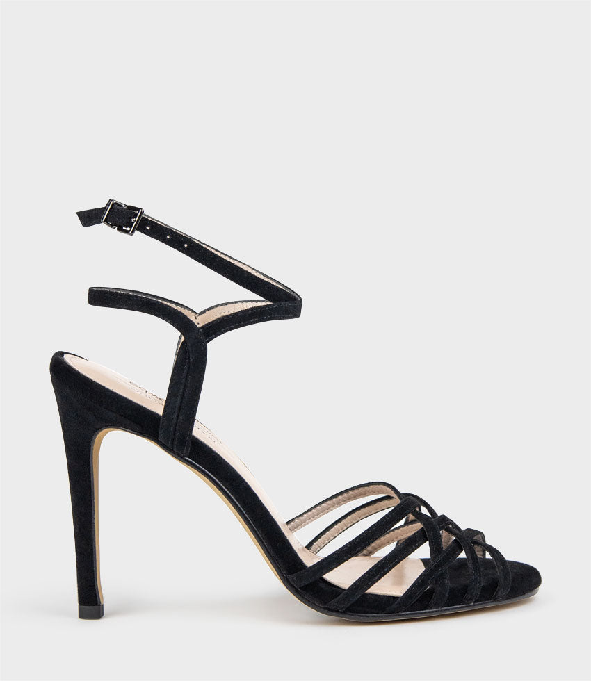 WILDER100 Strappy Sandal in Black Suede - Edward Meller